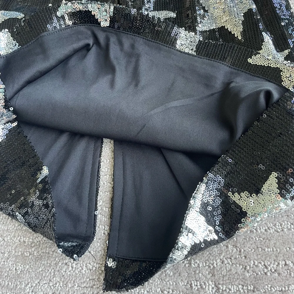 Black and Silver Moons and Stars Sequin Skirt - Picture 4 of 6